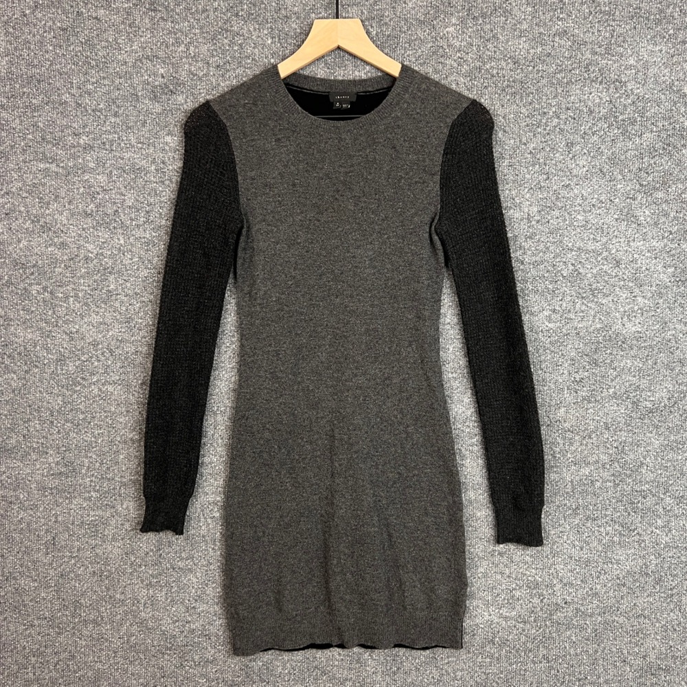Theory Dress Women's Petit P/TP Gray Knit Cashmere Sweater Long‎ Sleeve Sheath